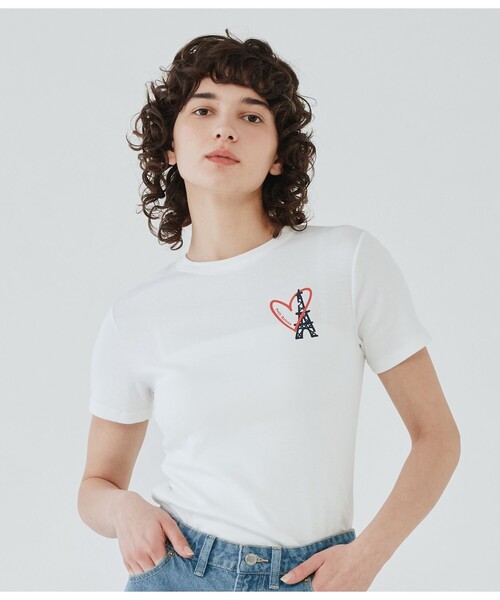 PETIT BATEAU(プチバトー)の「PBプリントクルーネック半袖Tシャツ(Tシャツ/カットソー・レディース・ホワイト・MEDIUM/X-SMALL/SMALL)」の4枚目の写真