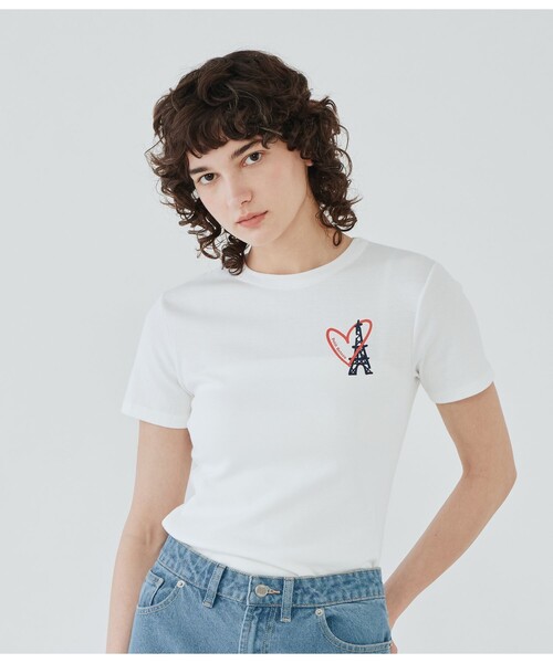 PETIT BATEAU(プチバトー)の「PBプリントクルーネック半袖Tシャツ(Tシャツ/カットソー・レディース・ホワイト・MEDIUM/X-SMALL/SMALL)」の5枚目の写真