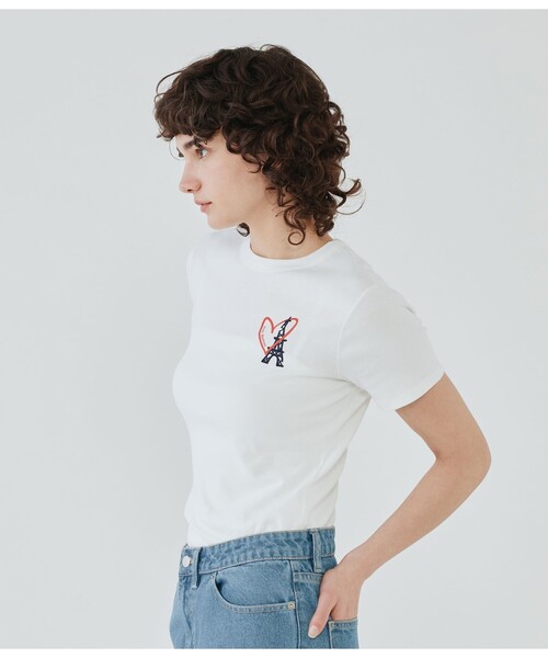 PETIT BATEAU(プチバトー)の「PBプリントクルーネック半袖Tシャツ(Tシャツ/カットソー・レディース・ホワイト・MEDIUM/X-SMALL/SMALL)」の6枚目の写真