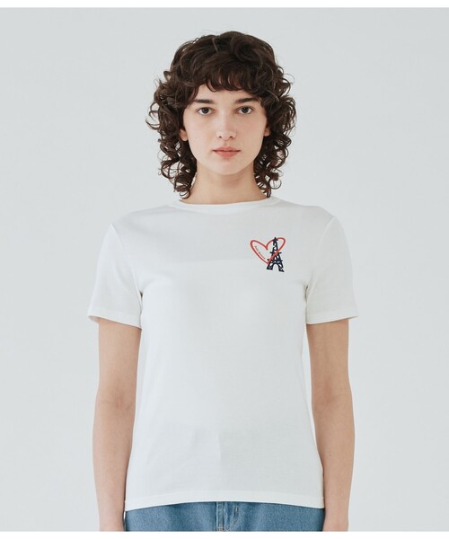 PETIT BATEAU(プチバトー)の「PBプリントクルーネック半袖Tシャツ(Tシャツ/カットソー・レディース・ホワイト・MEDIUM/X-SMALL/SMALL)」の8枚目の写真