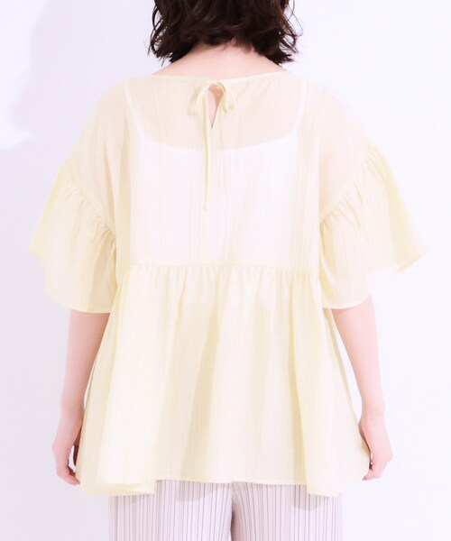 Cutie Blonde(キューティーブロンド)の「【S-LL】ふわっと揺れる ペプラムデザインブラウス(シャツ/ブラウス・レディース・ピンク系/ライトイエロー系/ブラック・04/03/02/01)」の7枚目の写真