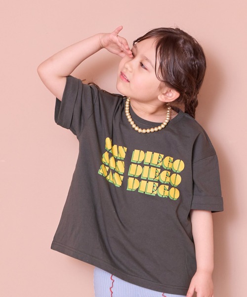 LSP WOW（エルエスピーワオ）の「【LSP WOW!】ロールアッププリントTee（Tシャツ/カットソー・キッズ・ブラック/オフホワイト/ネイビー/ベージュ/チャコール・80/90/100/110/120/130）」の3枚目の写真