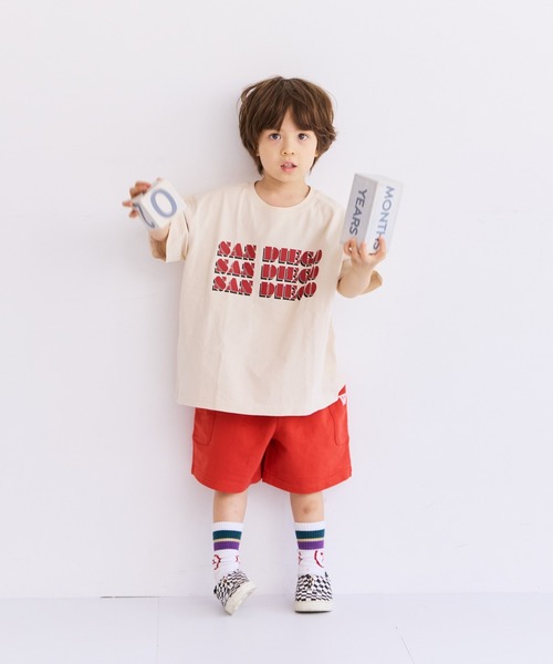 LSP WOW（エルエスピーワオ）の「【LSP WOW!】ロールアッププリントTee（Tシャツ/カットソー・キッズ・ブラック/オフホワイト/ネイビー/ベージュ/チャコール・80/90/100/110/120/130）」の8枚目の写真