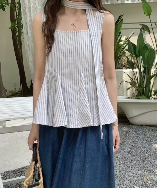 スクエアネックペプラムトップス(タイセット)（その他トップス）｜LAC