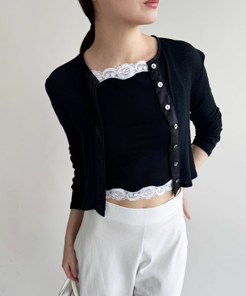 セット edit. for lulu レースタンクトップ レースバイカーショーツ petite LULU