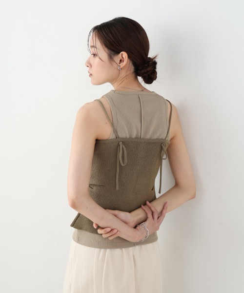 【新品未使用】cotton candy CLASSIC キャミトップス パンツ セール】麻タッチニットキャミトップス（キャミソール）｜Bab