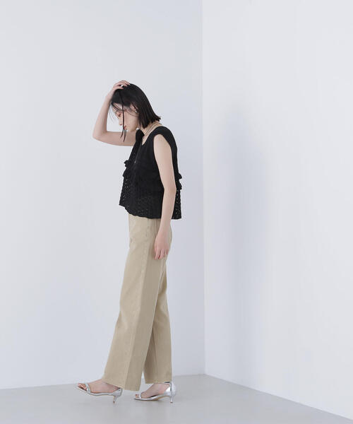NATURAL BEAUTY BASIC(ナチュラルビューティーベーシック)の「◇透かし編みフリルニット(ニット/セーター・レディース・レッド/オフホワイト/ブラック・FREE)」の16枚目の写真