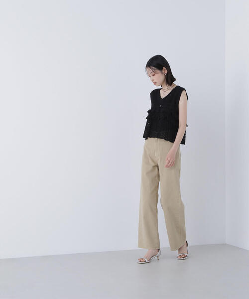 NATURAL BEAUTY BASIC(ナチュラルビューティーベーシック)の「◇透かし編みフリルニット(ニット/セーター・レディース・レッド/オフホワイト/ブラック・FREE)」の20枚目の写真