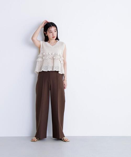 NATURAL BEAUTY BASIC(ナチュラルビューティーベーシック)の「◇透かし編みフリルニット(ニット/セーター・レディース・レッド/オフホワイト/ブラック・FREE)」の18枚目の写真