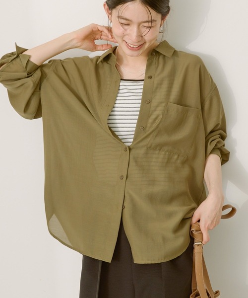 AMERICAN HOLIC（アメリカンホリック）の「シアーボイルオーバーシルエットシャツ（シャツ/ブラウス・レディース・アイボリー/マスタード/ブラック/ベージュ/ピンク/カーキ・M/L）」の20枚目の写真