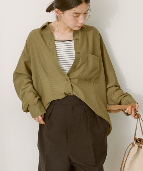 AMERICAN HOLIC（アメリカンホリック）の「シアーボイルオーバーシルエットシャツ（シャツ/ブラウス・レディース・アイボリー/マスタード/ブラック/ベージュ/ピンク/カーキ・M/L）」の21枚目の写真