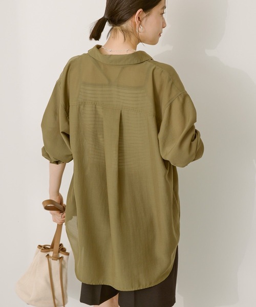 AMERICAN HOLIC（アメリカンホリック）の「シアーボイルオーバーシルエットシャツ（シャツ/ブラウス・レディース・アイボリー/マスタード/ブラック/ベージュ/ピンク/カーキ・M/L）」の22枚目の写真