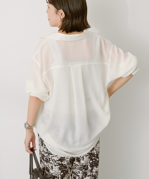 AMERICAN HOLIC（アメリカンホリック）の「シアーボイルオーバーシルエットシャツ（シャツ/ブラウス・レディース・アイボリー/マスタード/ブラック/ベージュ/ピンク/カーキ・M/L）」の8枚目の写真