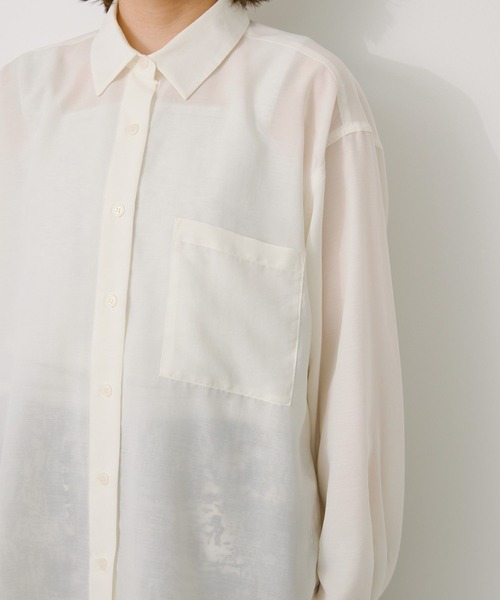 AMERICAN HOLIC（アメリカンホリック）の「シアーボイルオーバーシルエットシャツ（シャツ/ブラウス・レディース・アイボリー/マスタード/ブラック/ベージュ/ピンク/カーキ・M/L）」の9枚目の写真