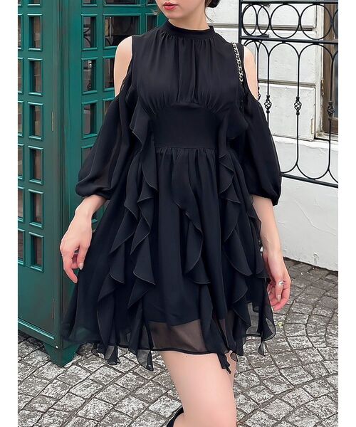 ♡　dazzlin ワンピース セール】カタアキフリルミニワンピース（ワンピース）｜dazzlin