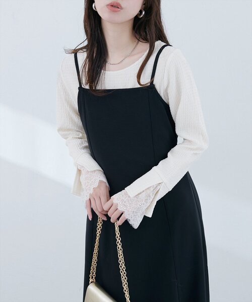 natural couture(ナチュラルクチュール)の「【WEB限定】レース袖切り替えカットソー(Tシャツ/カットソー・レディース・チャコールグレー/オフホワイト/ブラック/ピンク系その他/ボルドー/ブルー・FREE)」の16枚目の写真