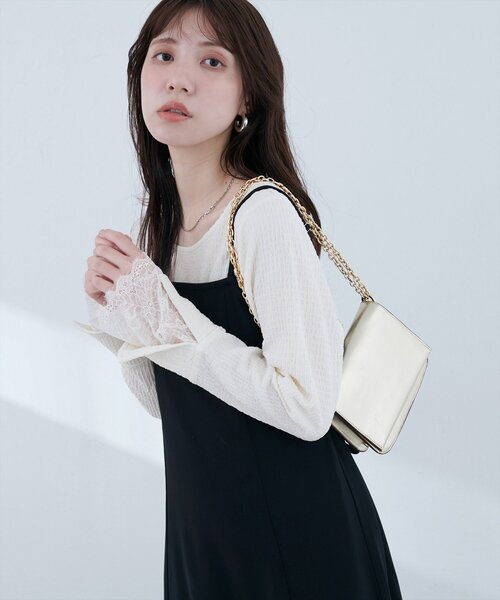 natural couture(ナチュラルクチュール)の「【WEB限定】レース袖切り替えカットソー(Tシャツ/カットソー・レディース・チャコールグレー/オフホワイト/ブラック/ピンク系その他/ボルドー/ブルー・FREE)」の17枚目の写真