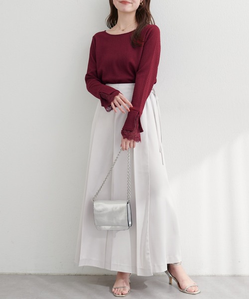 natural couture(ナチュラルクチュール)の「【WEB限定】レース袖切り替えカットソー(Tシャツ/カットソー・レディース・チャコールグレー/オフホワイト/ブラック/ピンク系その他/ボルドー/ブルー・FREE)」の14枚目の写真