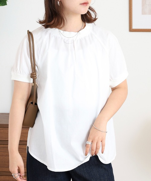 ブラウス シャツ to touch コットンクロス リブ半袖 レディース セール】to touch コットンクロス リブ半袖（シャツ/ブラウス