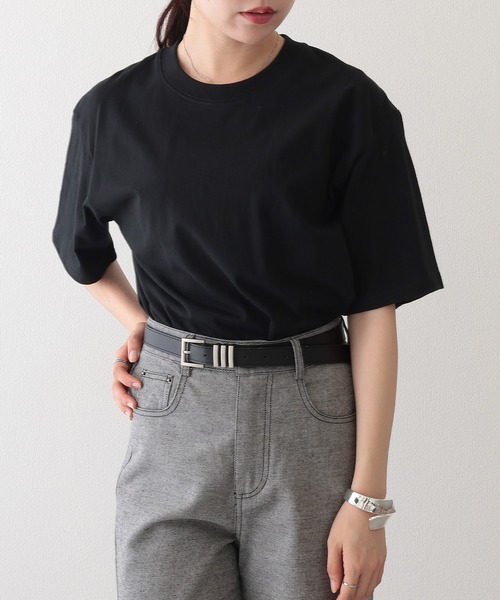 DAYRA(デイラ)の「コットン クルーネック ベーシック 半袖 Tシャツ(Tシャツ/カットソー・レディース・ブラック/グレイッシュベージュ/グレー/ホワイト/ネイビー・S/L/XL/M)」の16枚目の写真
