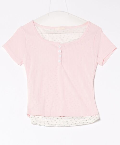 frunco（フランコ）の「小花柄レイヤーTシャツ（Tシャツ/カットソー・レディース・アイボリー/グリーン/ブルー/ピンク/ネイビー・ONE SIZE）」の10枚目の写真