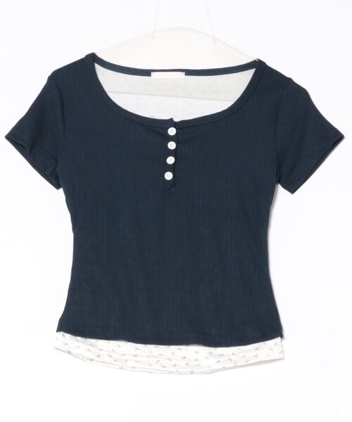 frunco（フランコ）の「小花柄レイヤーTシャツ（Tシャツ/カットソー・レディース・アイボリー/グリーン/ブルー/ピンク/ネイビー・ONE SIZE）」の8枚目の写真