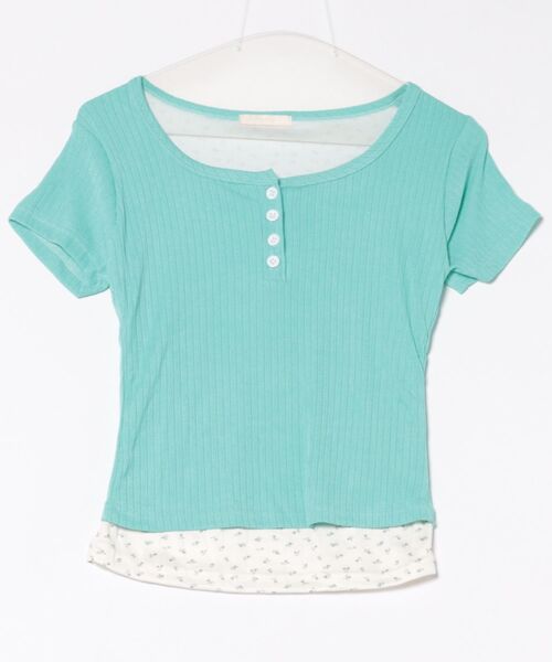 frunco（フランコ）の「小花柄レイヤーTシャツ（Tシャツ/カットソー・レディース・アイボリー/グリーン/ブルー/ピンク/ネイビー・ONE SIZE）」の11枚目の写真