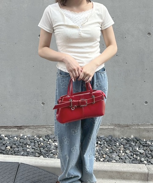 frunco（フランコ）の「小花柄レイヤーTシャツ（Tシャツ/カットソー・レディース・アイボリー/グリーン/ブルー/ピンク/ネイビー・ONE SIZE）」の16枚目の写真