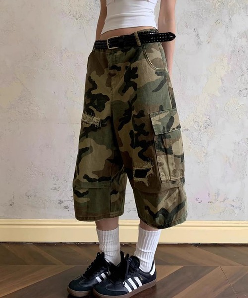 HALEY PESCA(ヘーリーペスカ)の「HALEY PESCA/迷彩柄 ハーフバギーパンツ(デニムパンツ・レディース・カモフラージュ・SMALL/MEDIUM/LARGE)」の6枚目の写真
