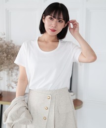 シルクタッチUネックTシャツ【大きいサイズ対応】