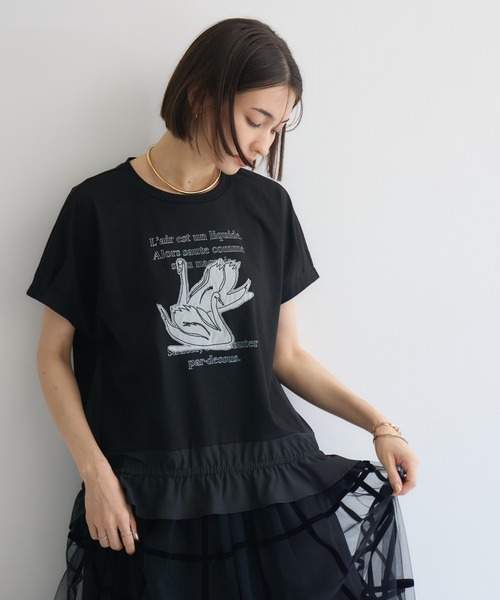 KATHARINE ROSS(キャサリンロス)の「【KATHARINE ROSS】白鳥の湖プルオーバー(Tシャツ/カットソー・レディース・ホワイト/ブラック・MEDIUM)」の7枚目の写真