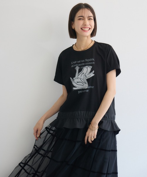 KATHARINE ROSS(キャサリンロス)の「【KATHARINE ROSS】白鳥の湖プルオーバー(Tシャツ/カットソー・レディース・ホワイト/ブラック・MEDIUM)」の8枚目の写真