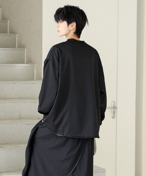 neos(ネオス)の「【neos】ルーズシルエット ドレープ ハイネック ロングスリーブ プルオーバー シャツ(シャツ/ブラウス・メンズ・ブラック/グレー・MEDIUM/LARGE/X-LARGE)」の6枚目の写真