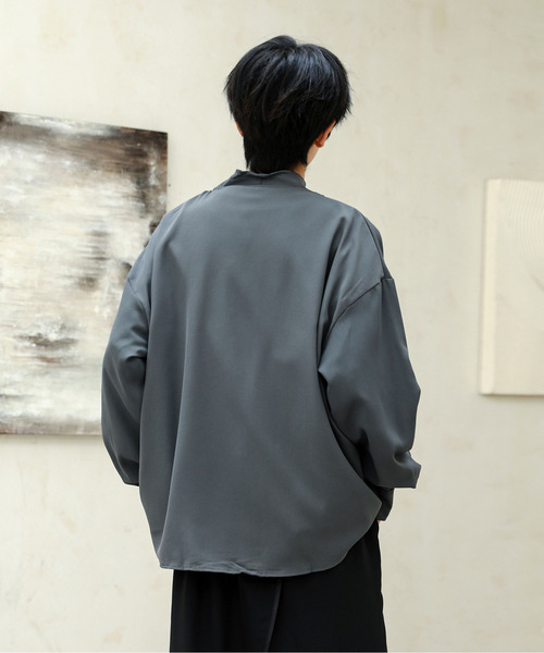 neos(ネオス)の「【neos】ルーズシルエット ドレープ ハイネック ロングスリーブ プルオーバー シャツ(シャツ/ブラウス・メンズ・ブラック/グレー・MEDIUM/LARGE/X-LARGE)」の12枚目の写真