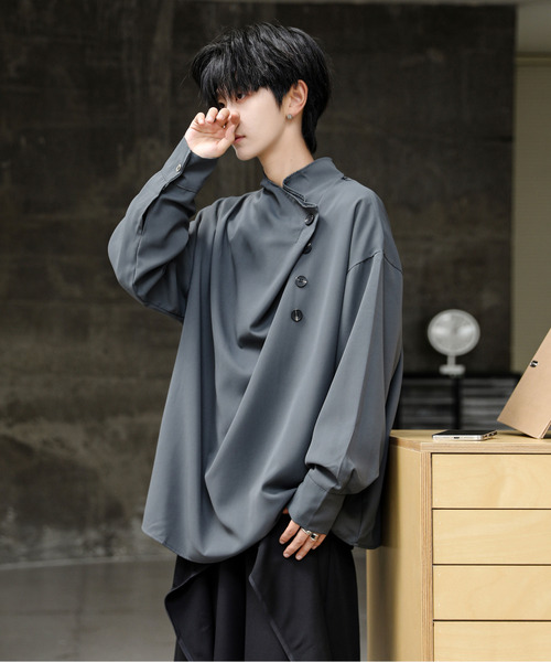 neos(ネオス)の「【neos】ルーズシルエット ドレープ ハイネック ロングスリーブ プルオーバー シャツ(シャツ/ブラウス・メンズ・ブラック/グレー・MEDIUM/LARGE/X-LARGE)」の14枚目の写真