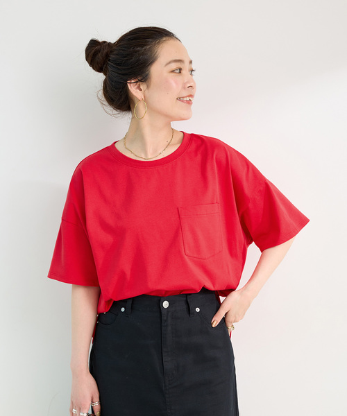 セール】ウォッシャブル / 接触冷感 / ポケット付きラウンドTEE（T