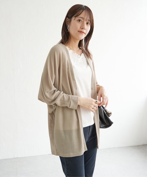 ikka（イッカ）の「シアーフライスドルマンカーディガン（カーディガン/ボレロ・レディース・ベージュ/ネイビー/ダークベージュ・M/L/S）」の9枚目の写真
