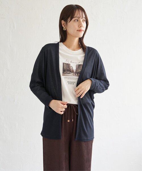 ikka（イッカ）の「シアーフライスドルマンカーディガン（カーディガン/ボレロ・レディース・ベージュ/ネイビー/ダークベージュ・M/L/S）」の13枚目の写真