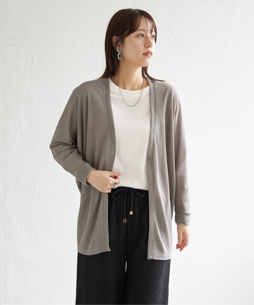 ikka（イッカ）の「シアーフライスドルマンカーディガン（カーディガン/ボレロ・レディース・ベージュ/ネイビー/ダークベージュ・M/L/S）」の6枚目の写真