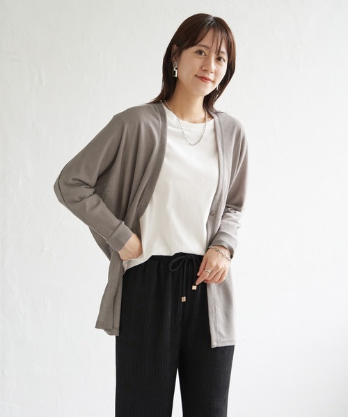 ikka（イッカ）の「シアーフライスドルマンカーディガン（カーディガン/ボレロ・レディース・ベージュ/ネイビー/ダークベージュ・M/L/S）」の16枚目の写真