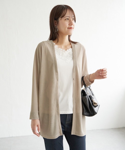 ikka（イッカ）の「シアーフライスドルマンカーディガン（カーディガン/ボレロ・レディース・ベージュ/ネイビー/ダークベージュ・M/L/S）」の19枚目の写真