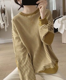 cammie（キャミー）の「パッチ袖ボーダートップス（スウェット）」