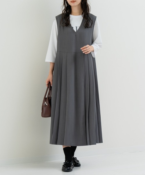 refinedworks(リファインドワークス)の「【refinedworks】一枚で主役になる プリーツジャンスカ!(ワンピース・レディース・グレー/ブラック・FREE)」の1枚目の写真