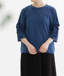 コットンフリル6分袖Tシャツ