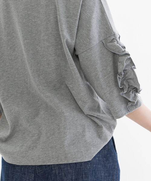nop de nod(ノップドゥノッド)の「コットンフリル6分袖Tシャツ(Tシャツ/カットソー・レディース・オフホワイト/ブラック/グレー/ダークブルー・M)」の10枚目の写真
