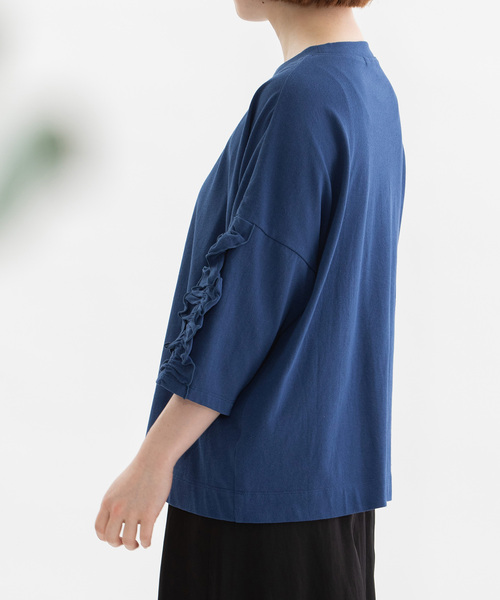 nop de nod(ノップドゥノッド)の「コットンフリル6分袖Tシャツ(Tシャツ/カットソー・レディース・オフホワイト/ブラック/グレー/ダークブルー・M)」の15枚目の写真