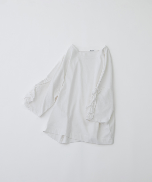 nop de nod(ノップドゥノッド)の「コットンフリル6分袖Tシャツ(Tシャツ/カットソー・レディース・オフホワイト/ブラック/グレー/ダークブルー・M)」の19枚目の写真