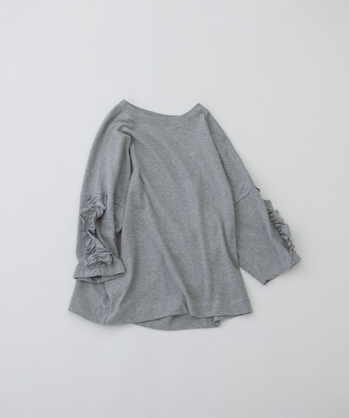 nop de nod(ノップドゥノッド)の「コットンフリル6分袖Tシャツ(Tシャツ/カットソー・レディース・オフホワイト/ブラック/グレー/ダークブルー・M)」の20枚目の写真