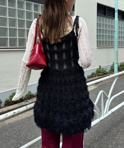 CIAOPANIC（チャオパニック）の「ループヤーンニットチュニックキャミワンピ（チュニック・レディース・ブラウン/ブラック/カーキ/アイボリー・ONE SIZE）」の9枚目の写真