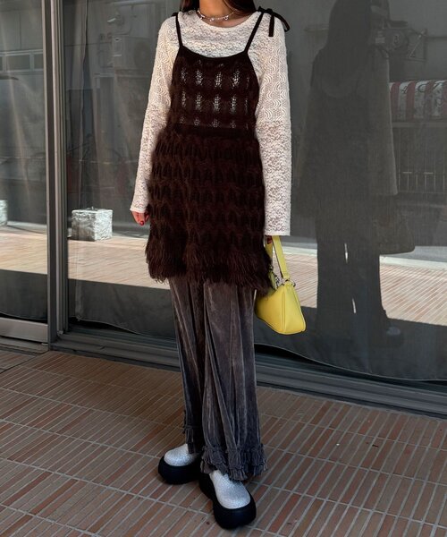 CIAOPANIC（チャオパニック）の「ループヤーンニットチュニックキャミワンピ（チュニック・レディース・ブラウン/ブラック/カーキ/アイボリー・ONE SIZE）」の17枚目の写真